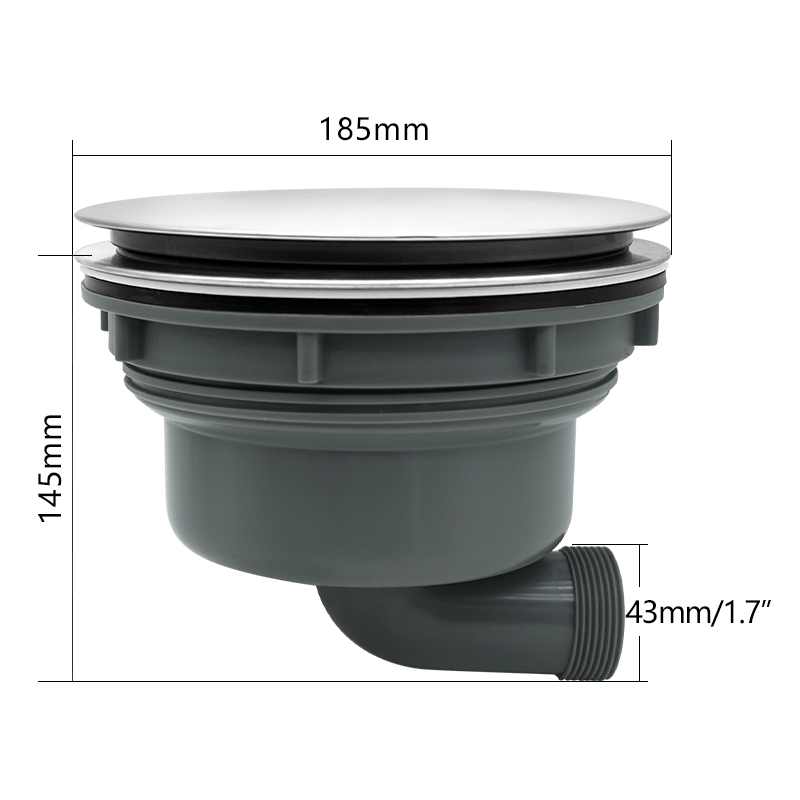 185 Horizontal Drain Tall Cup Kitchen Sink Drainer With Stainless Steel Cover