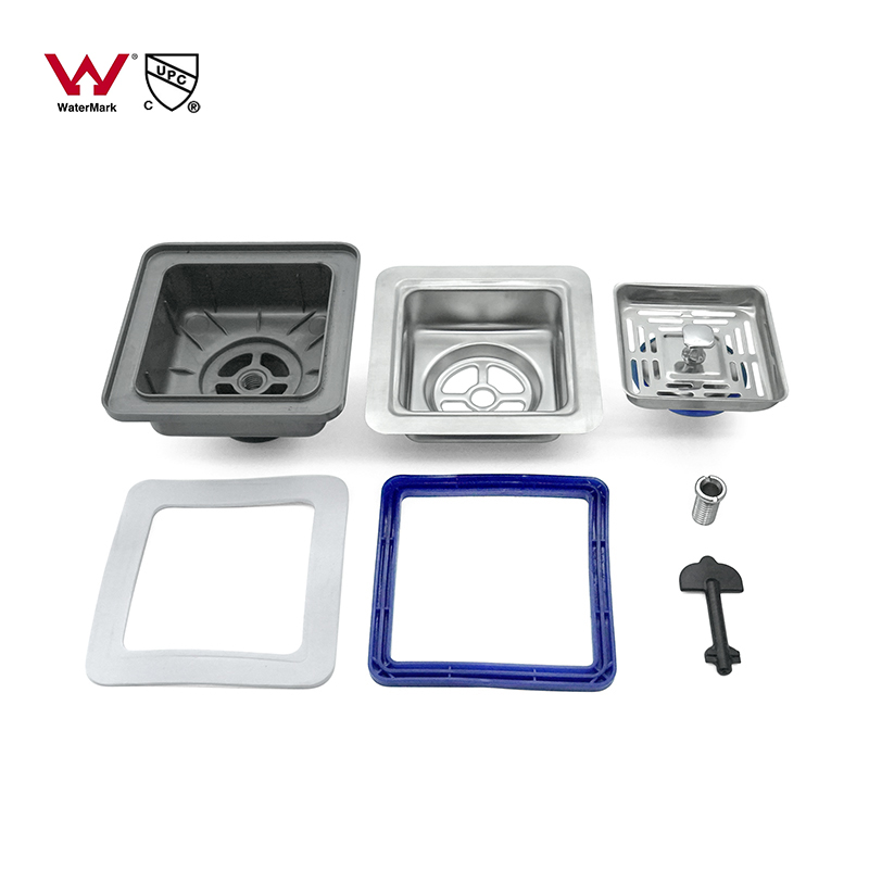 Square-shaped strainer drain for sink