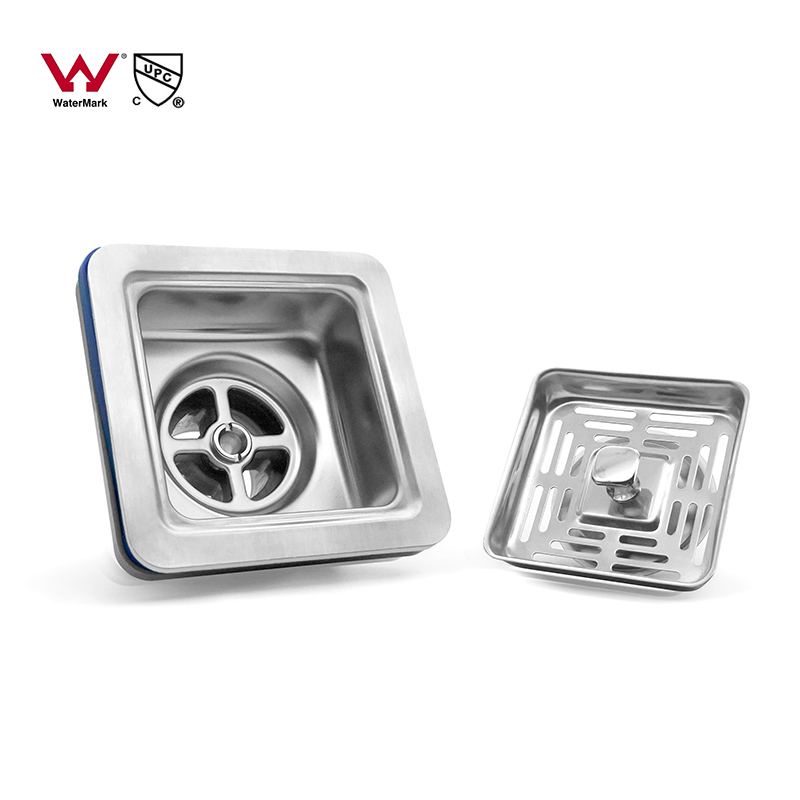 Square-shaped strainer drain for sink