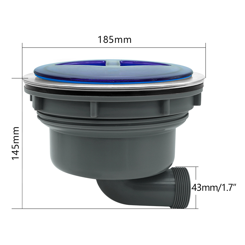 185 Horizontal Drain Tall Cup Kitchen Sink Drainer With Blue Plastic Cover