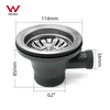 15-114-50 Silver Tall Cup Kitchen Sink Drainer With Overflow
