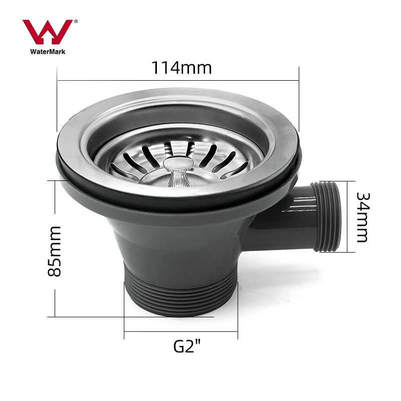 15-114-50 Silver Tall Cup Kitchen Sink Drainer With Overflow
