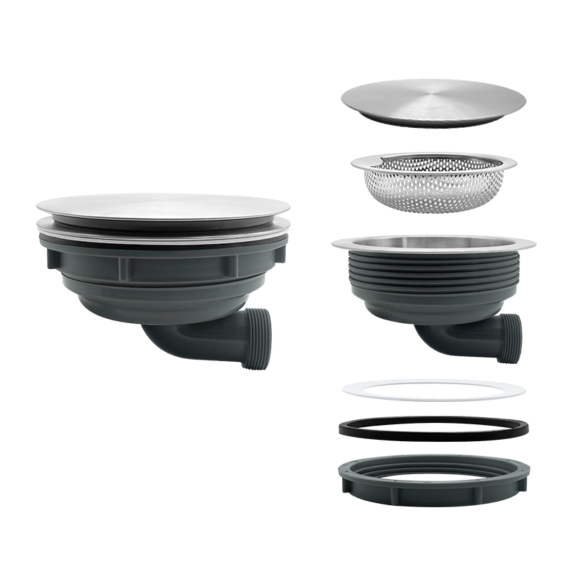 185 Horizontal Drain Short Cup Kitchen Sink Drainer With Stainless Steel Cover